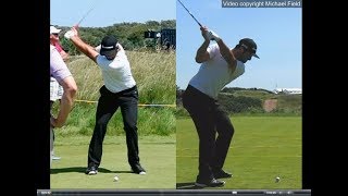 Jon Rahm golf swing  Long Iron faceon amp downtheline July 2017 [upl. by Velick]