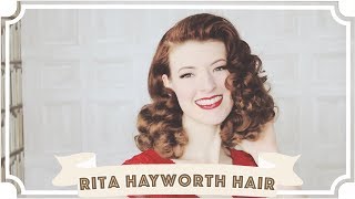 Rita Hayworth Vintage Hair Tutorial  How To Curl Your Hair CC [upl. by Nosnhoj]