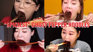 SPICIEST Ghost Chilli Pepper 🔥 Noodles Challenge  Korean ASMR Mukbang Eating Compilation [upl. by Fablan492]