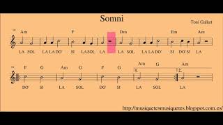 Somni Partitura  playalong C instrument flauta violín oboe [upl. by Nod]