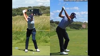 Justin Thomas golf swing  Long Iron faceon amp downtheline July 2017 [upl. by Meggie257]