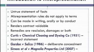 Misrepresentation Lecture 1 of 4 [upl. by Anehs]