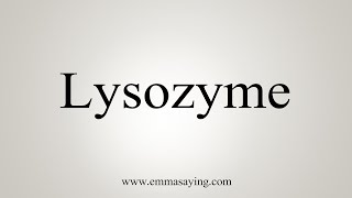 How To Say Lysozyme [upl. by Farly]