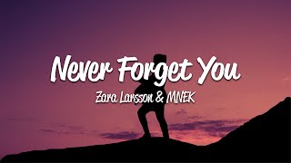 Zara Larsson  Never Forget You Lyrics ft MNEK [upl. by Aikcir]